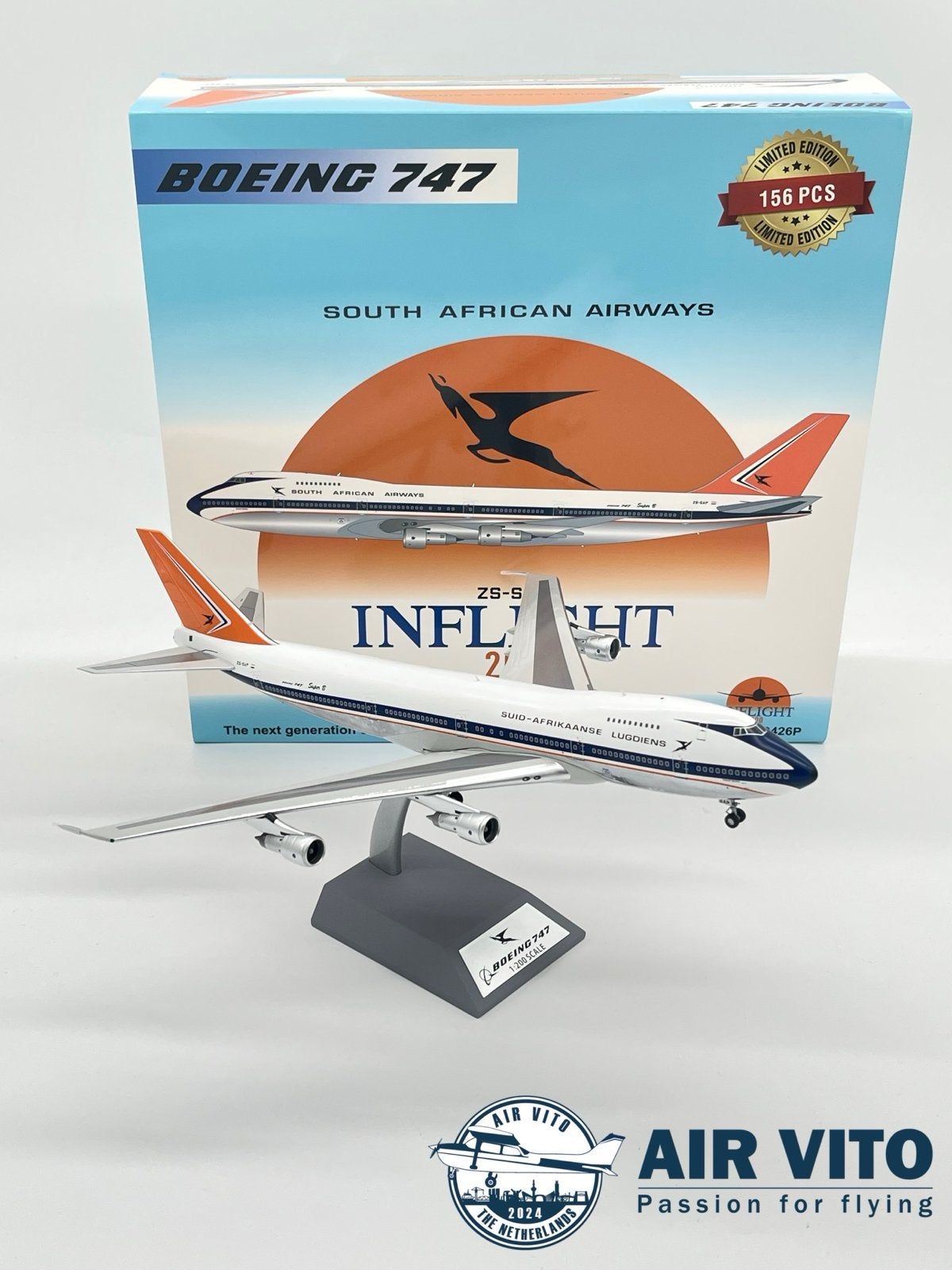 Boeing 747 South African Airways 1:200  modelvliegtuig nieuw, Verzamelen, 2992jb, Schaalmodel, Ophalen of Verzenden, Operations@airvito.com