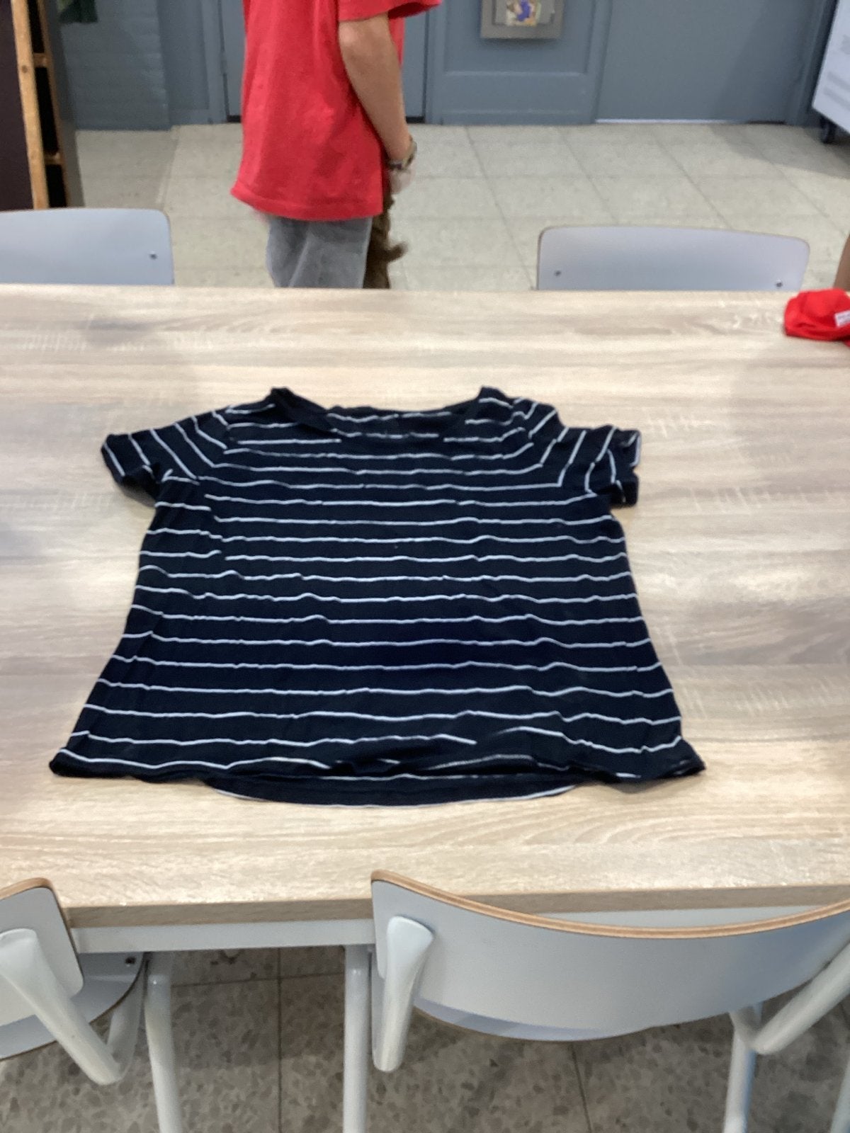 Donkerblauw gestreept T-shirt maat L, Kleding | Dames, Blauw, Maat 42/44 (L), Ophalen of Verzenden, Korte mouw