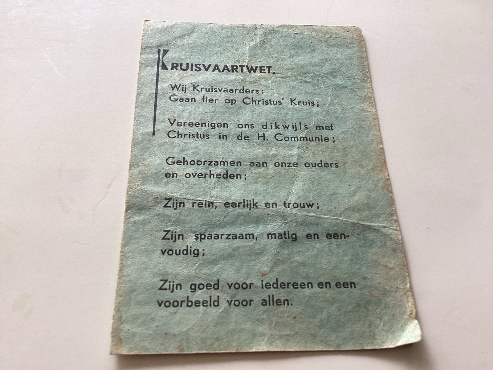 Oud Kruisvaartwet, -gebed en -belofte boekje, Antiek en Kunst, Ophalen of Verzenden
