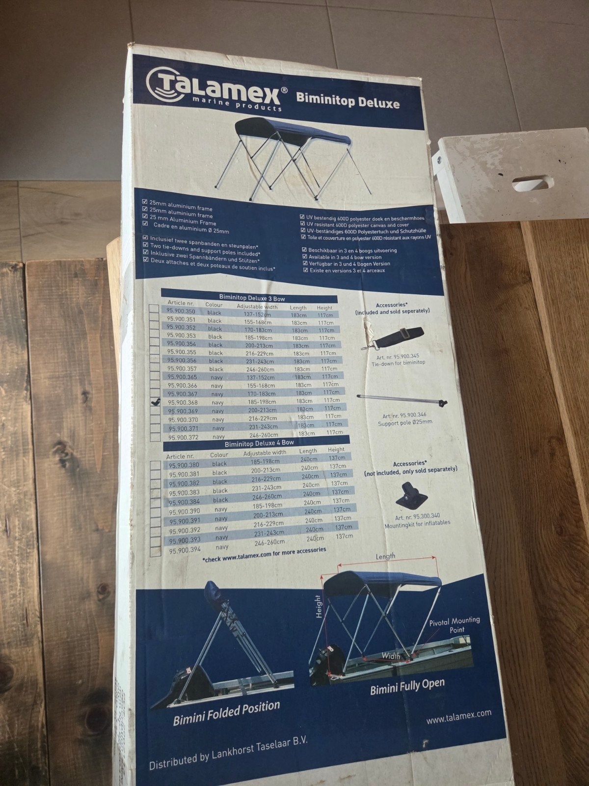 Talamex Biminitop Deluxe 3 Bow - Nieuw in doos, Watersport en Boten, Accessoires en Onderhoud, Ophalen of Verzenden, Nieuw, Overige typen