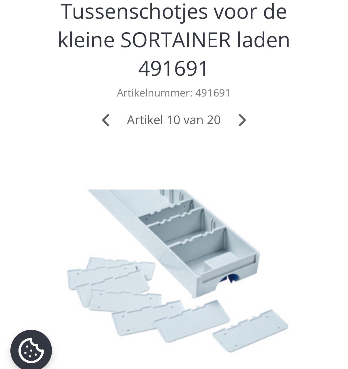 Festool 491691 tussenschot sys 3 sort kleine laden, Ophalen of Verzenden, Nieuw