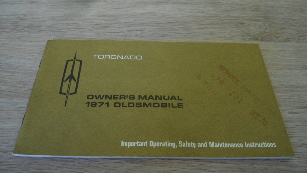 1971 Oldsmobile Toronado. First edition Owner's Manual., Ophalen of Verzenden