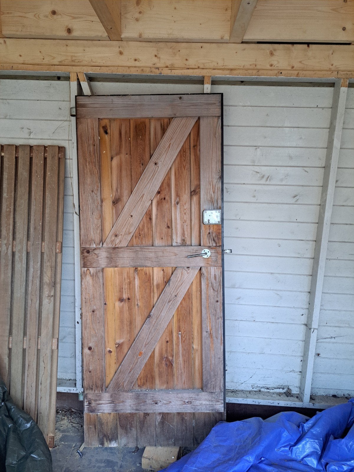 Stevige houten deur met slot (200,5x82,5 cm), Ophalen, Gebruikt, 80 tot 100 cm, Buitendeur