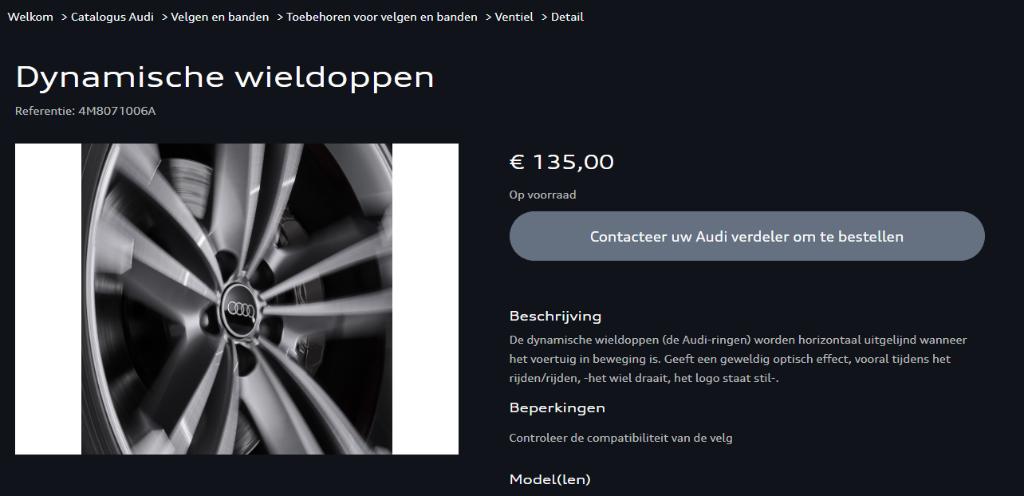dynamische naafdoppen audi, Verzenden, Nieuw