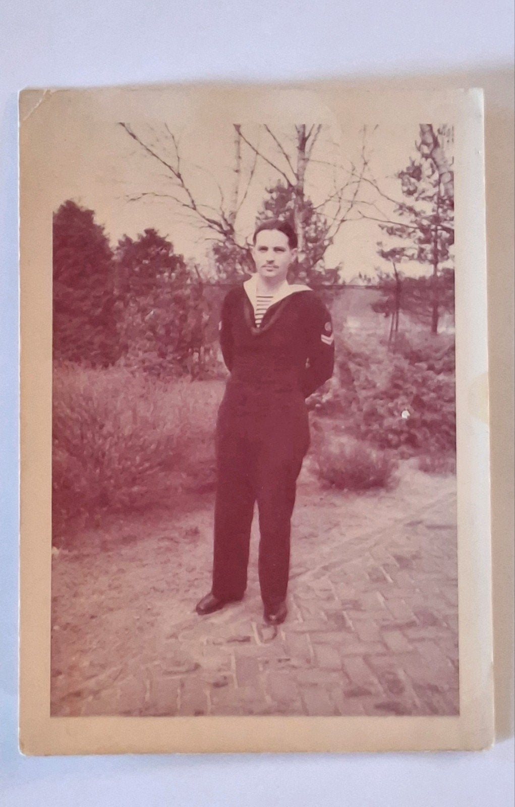 Fotokaart- portret- leger- marine- uniform, Verzamelen, Militaria | Algemeen, Ophalen of Verzenden, Marine, Foto of Poster