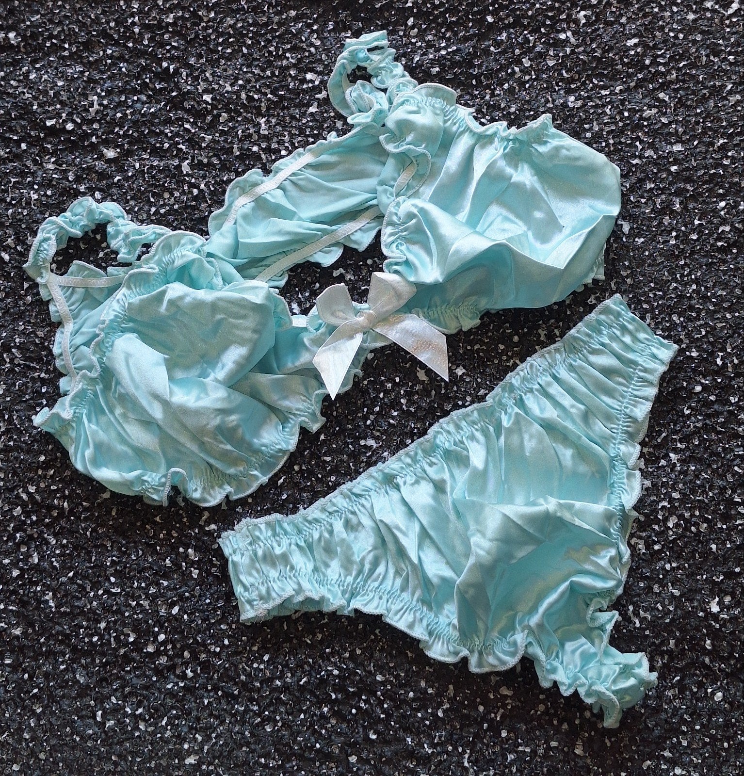 Sexy mintgroen satijnen setje maat M (38-40), Verzenden, Groen, Setje