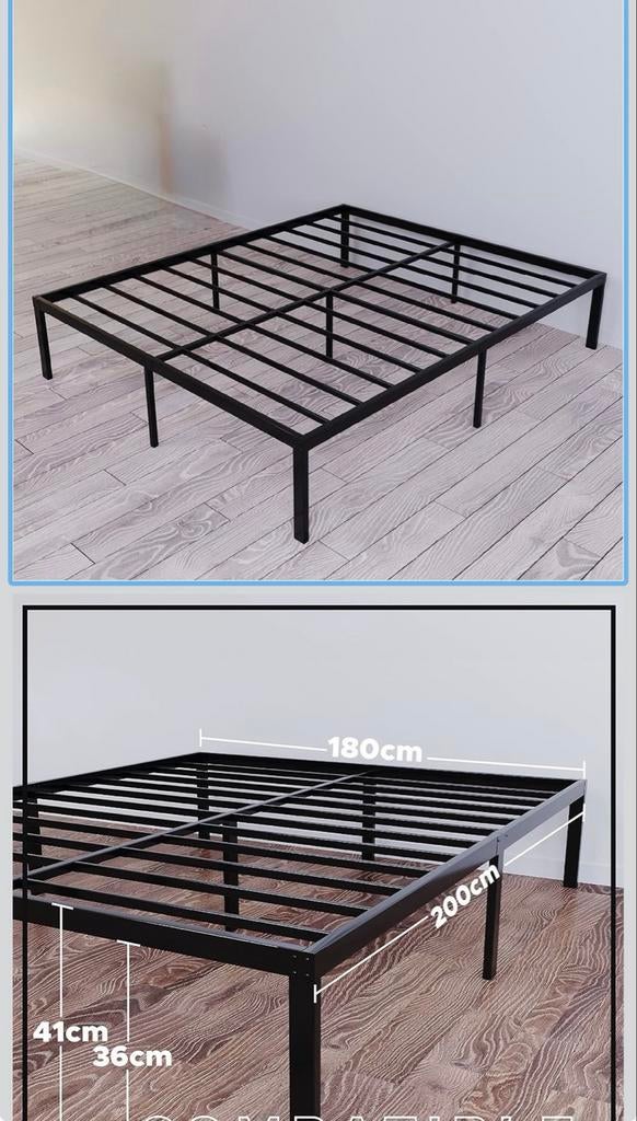 Metalen bed frame 180x200 - Zo goed als nieuw, Ophalen, Zwart, Tweepersoons, Zo goed als nieuw