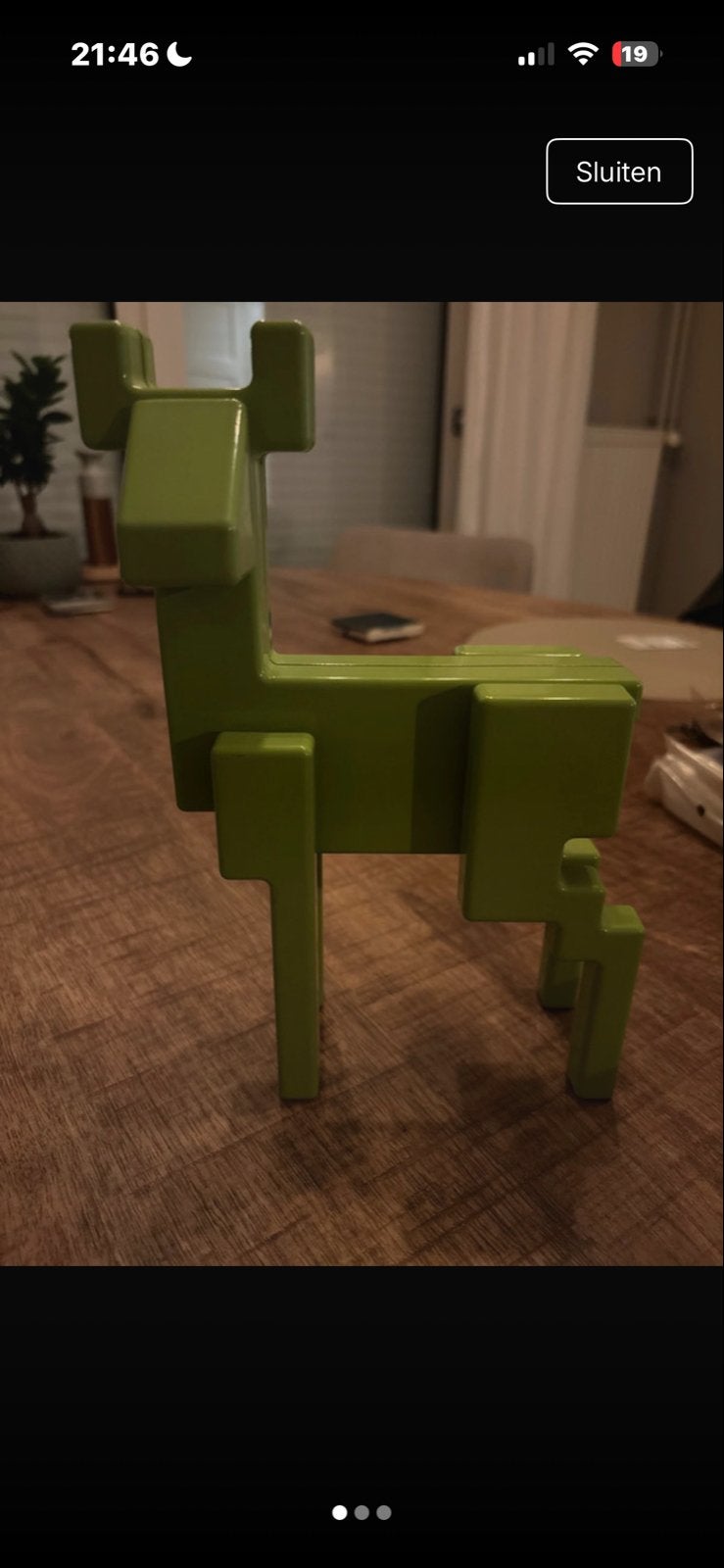 Lime Groen Pixel Hert - IKEA Decoratie, Groen, Kunststof, Ophalen of Verzenden, Zo goed als nieuw