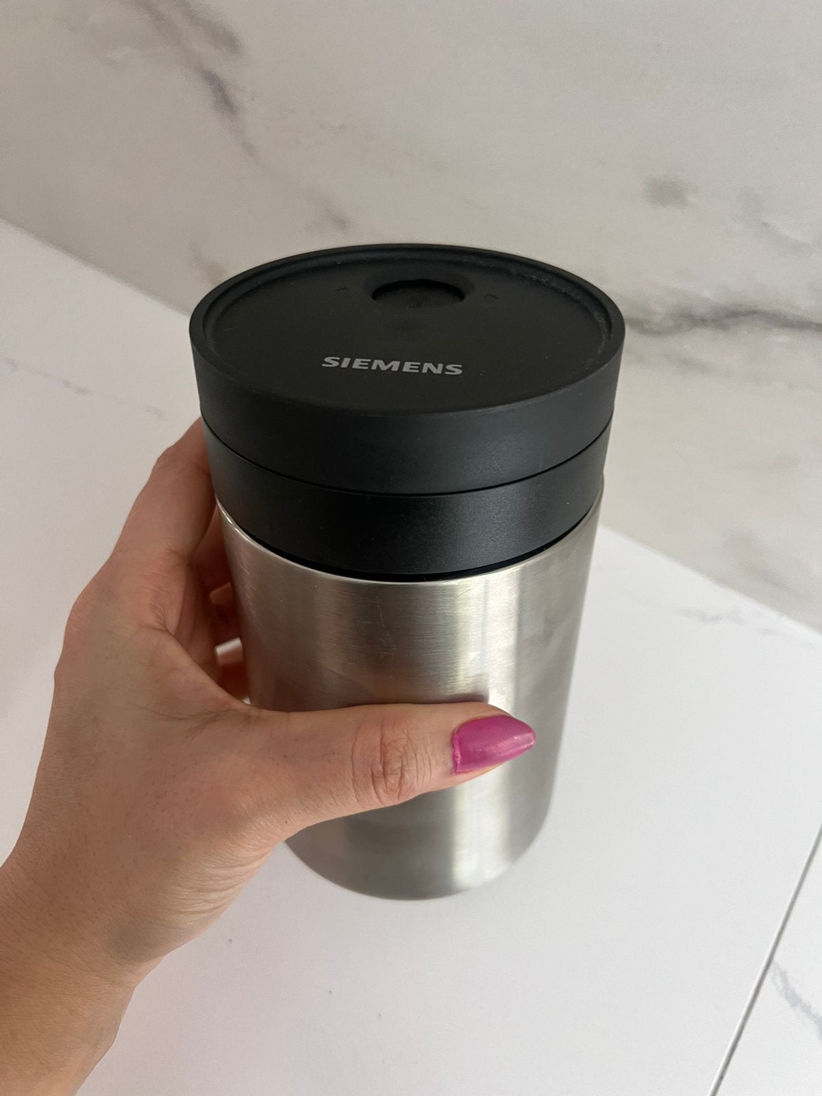SIEMENS RVS MELKRESERVOIR MELKKAN KAN VOOR KOFFIEMACHINE, Melkaccessoire, Bosch, Ophalen of Verzenden, Zo goed als nieuw