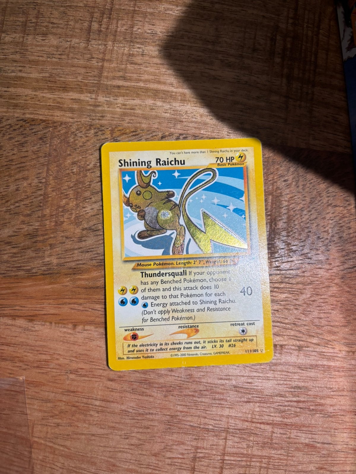 Pokémon TCG Shining Raichu Neo Destiny Holo Card 111/105, Ophalen of Verzenden, Gebruikt