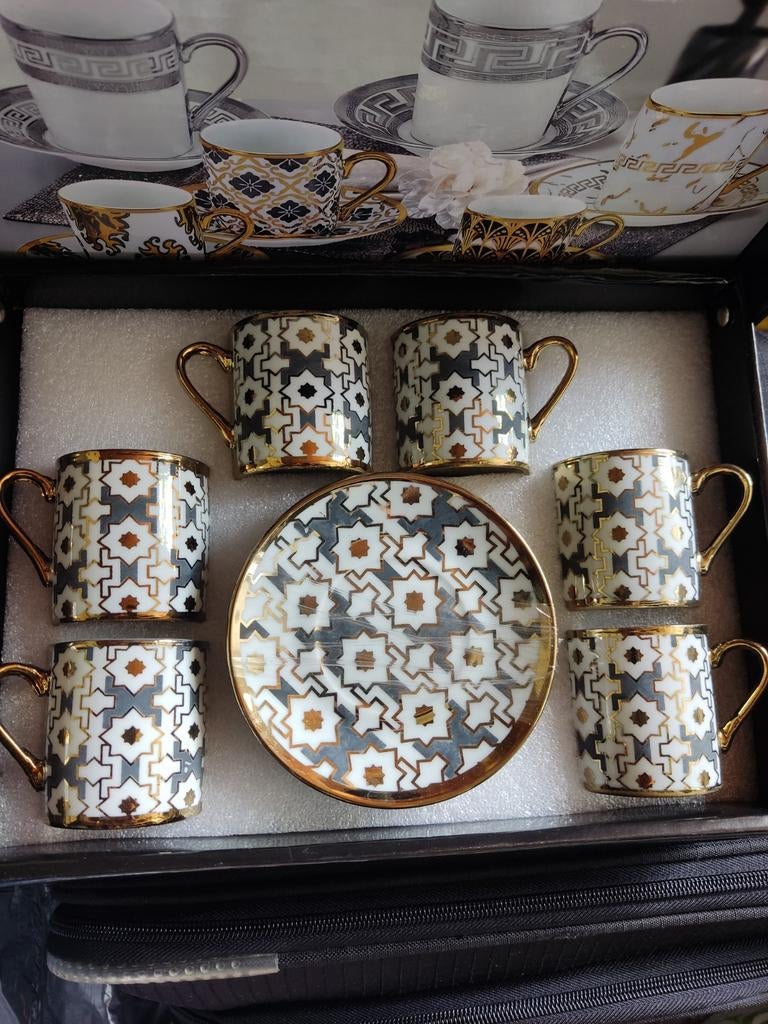 6-delige Koffie/Espresso Kop en Schotel Set - Nieuw, Huis en Inrichting, Keuken | Servies, Ophalen of Verzenden