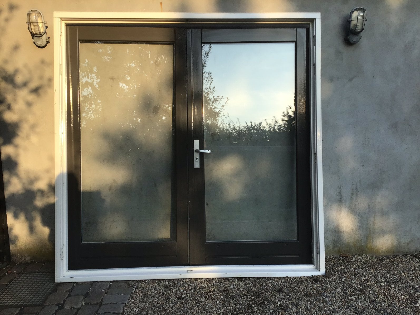 PUI  openslaande dubbele deuren tuindeuren serre Tiny house, Ophalen, Gebruikt, 120 cm of meer, Buitendeur