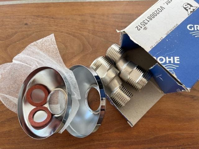 Grohe S koppeling met rozet NIEUW, Ophalen of Verzenden, Nieuw, Chroom, Douche
