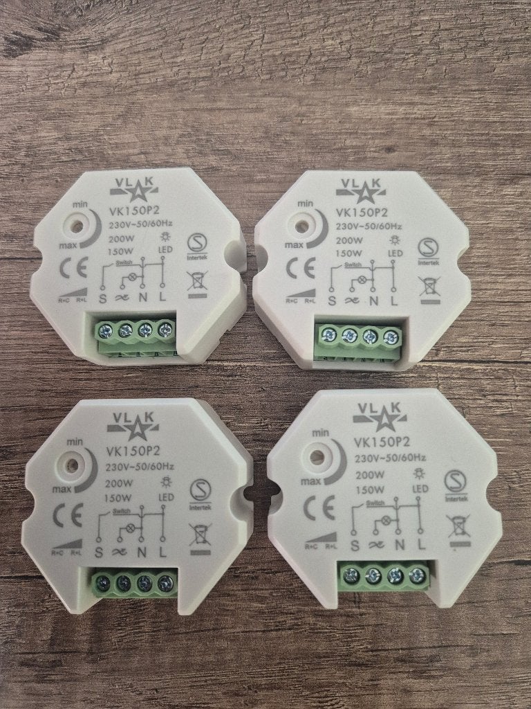 Pulsdimmer 4x voor Led, halogeen en gloeilamp, Doe-het-zelf en Verbouw, Ophalen of Verzenden, Zo goed als nieuw, Dimmer