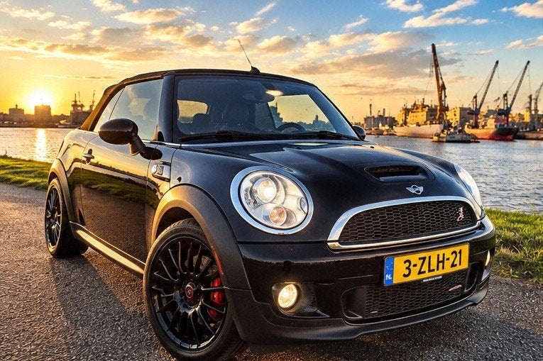 Mini 1.6 Cooper S Cabrio 2010 Zwart, Auto's, Voorwielaandrijving, 15 km/l, Zwart, 4 cilinders
