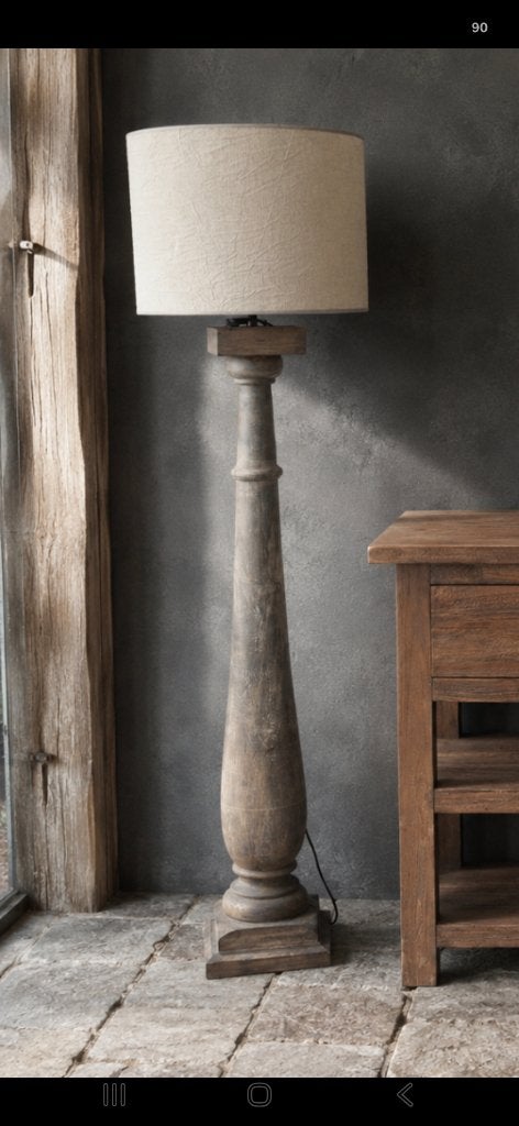 Baluster lampenvoet incl shabby kap 163 cm, Huis en Inrichting, Lampen | Vloerlampen, Ophalen, Nieuw, Overige fittingen, Baarlo