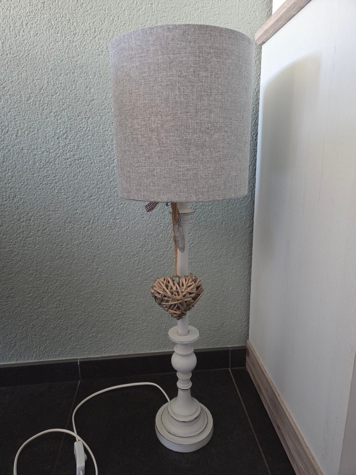 Stijlvolle lamp met stoffen kap, Ophalen, Gebruikt, Metaal, E27 (groot)