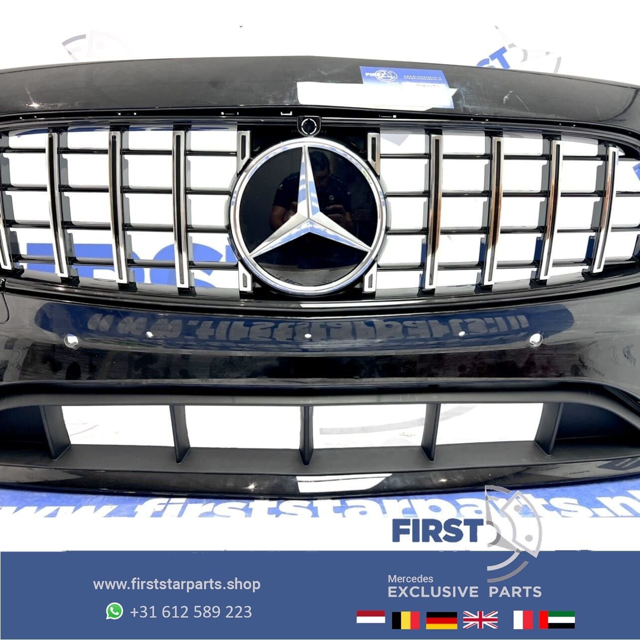 W213 BUMPER W238 E43 E53 FACELIFT AMG VOORBUMPER ZWART  E Kl, Gebruikt, -, Voor, Ophalen of Verzenden