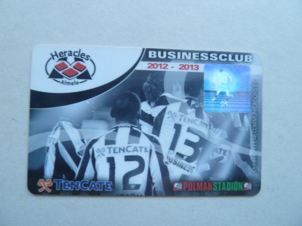 Businessclubcard Heracles. 2012/2013  Lichtroze achterkant, Ophalen of Verzenden, Zo goed als nieuw, Overige binnenlandse clubs