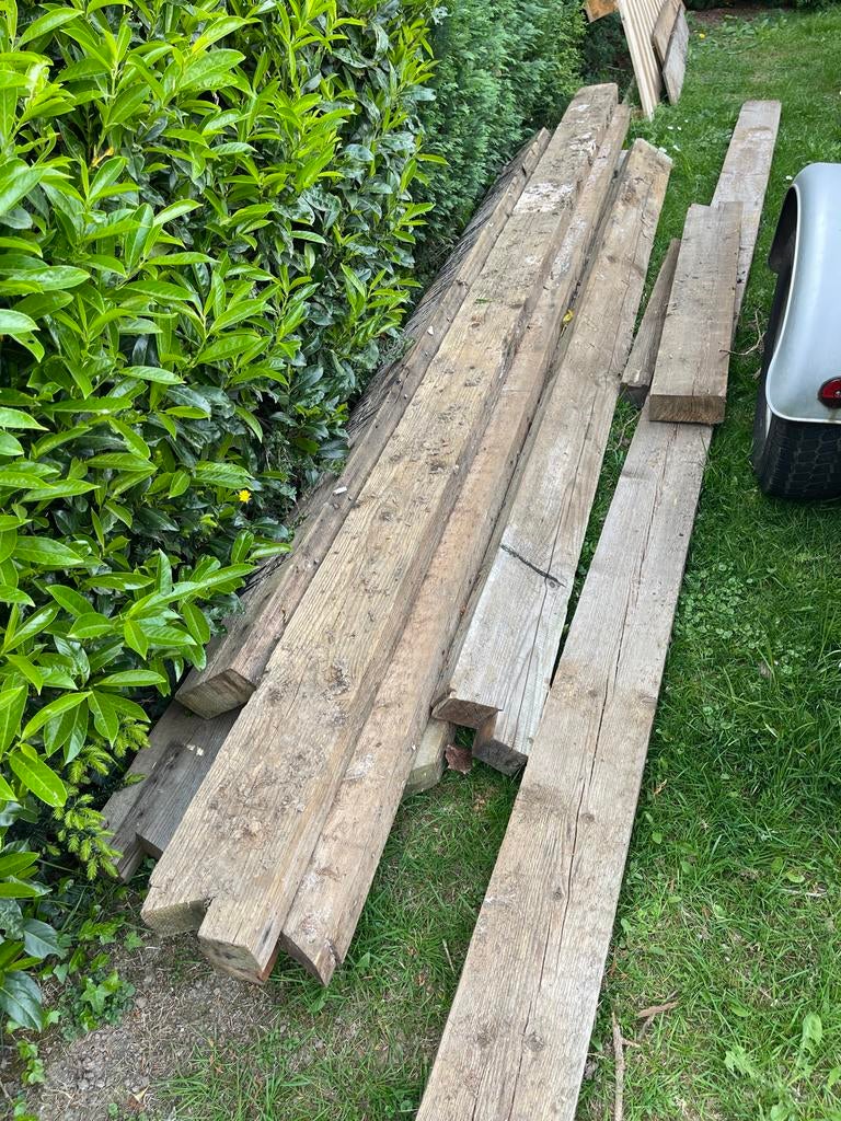 Gebruikte houten balken, Doe-het-zelf en Verbouw, Hout en Planken, Ophalen, Gebruikt, Balk, Overige houtsoorten