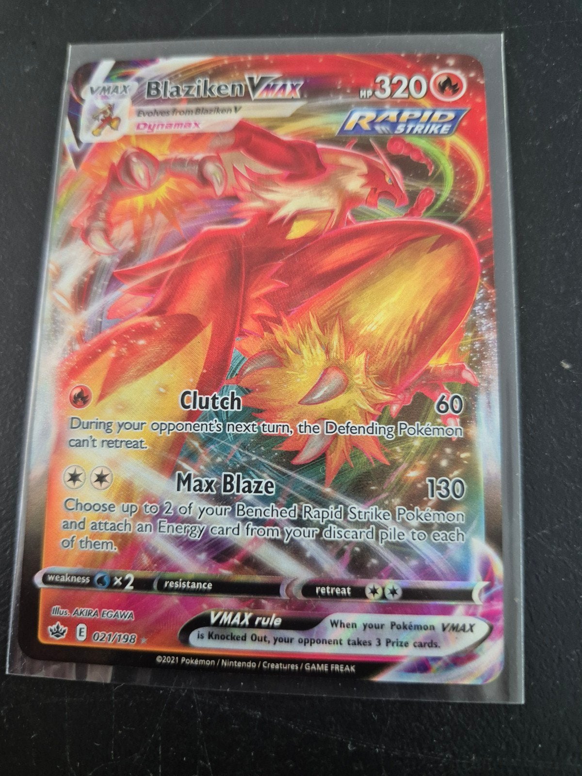 Blaziken VMAX Pokémon Kaart (Rapid Strike) - 021/198, Verzenden, Zo goed als nieuw, Losse kaart