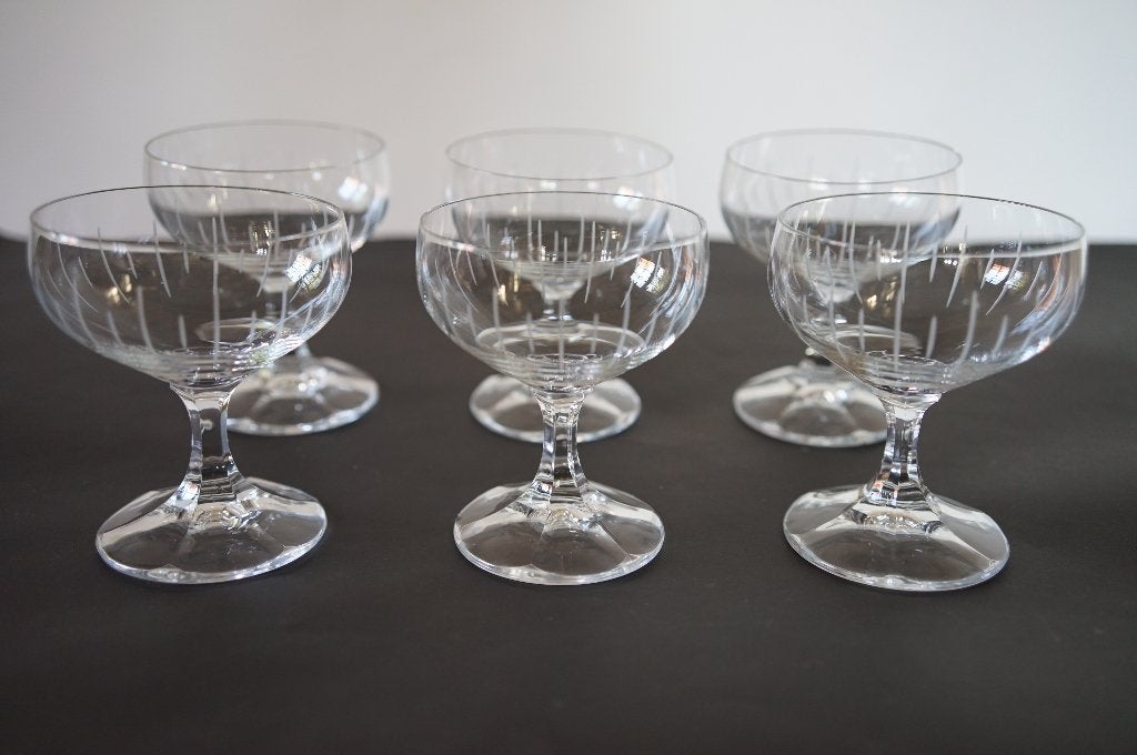 vintage mid century glas servies geslepen kristal glas set., Glas of Glazen, Ophalen of Verzenden, Overige stijlen, Glas
