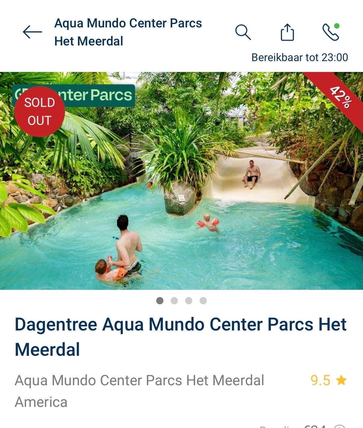 3x Social deal voucher Centerparcs Meerdal Aqua Mundo, Drie personen of meer, Ticket of Toegangskaart