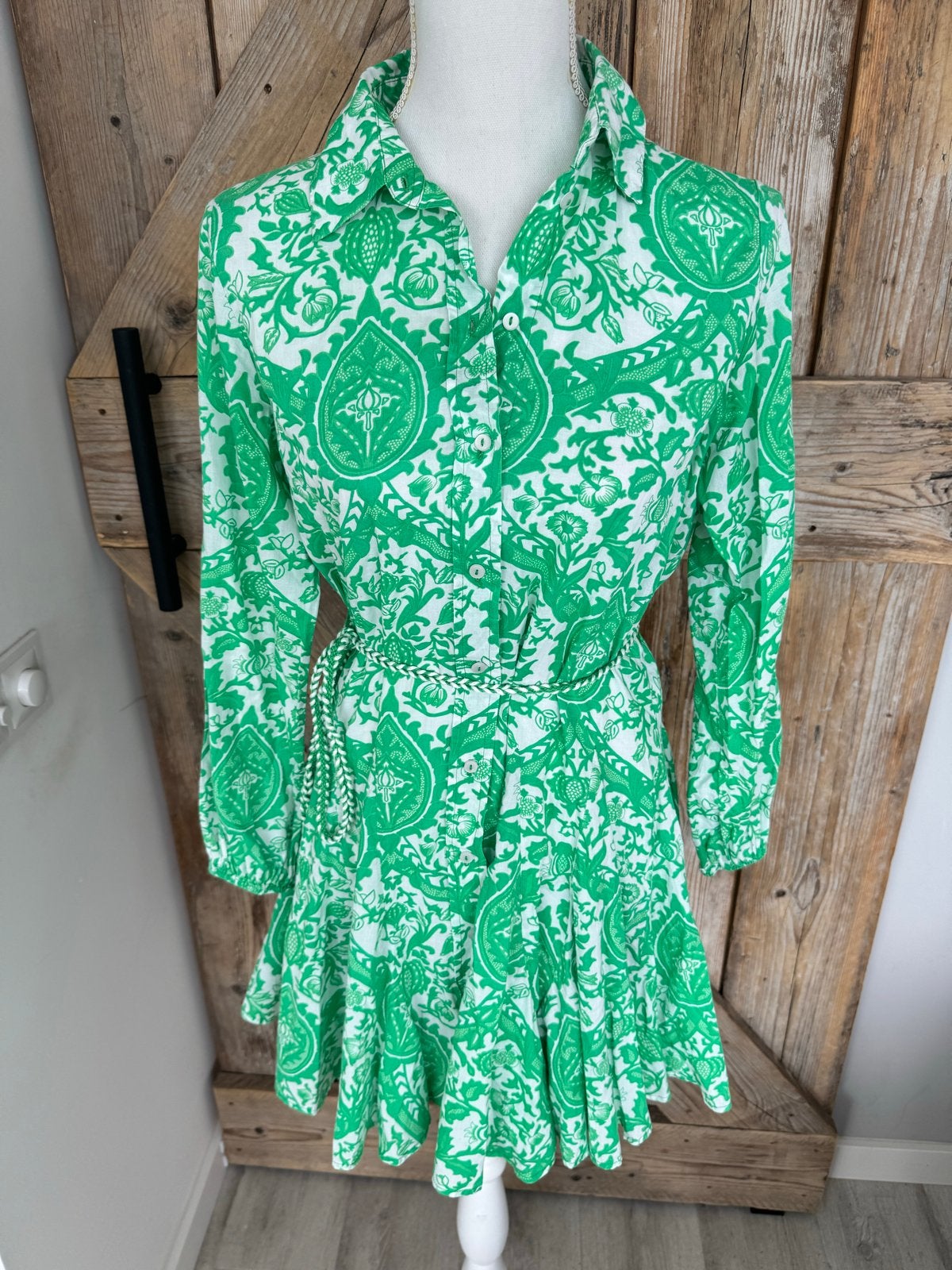 Pigalle Groene Jurk met Print - Maat S, Ophalen of Verzenden, Zo goed als nieuw, Maat 36 (S), Boven de knie