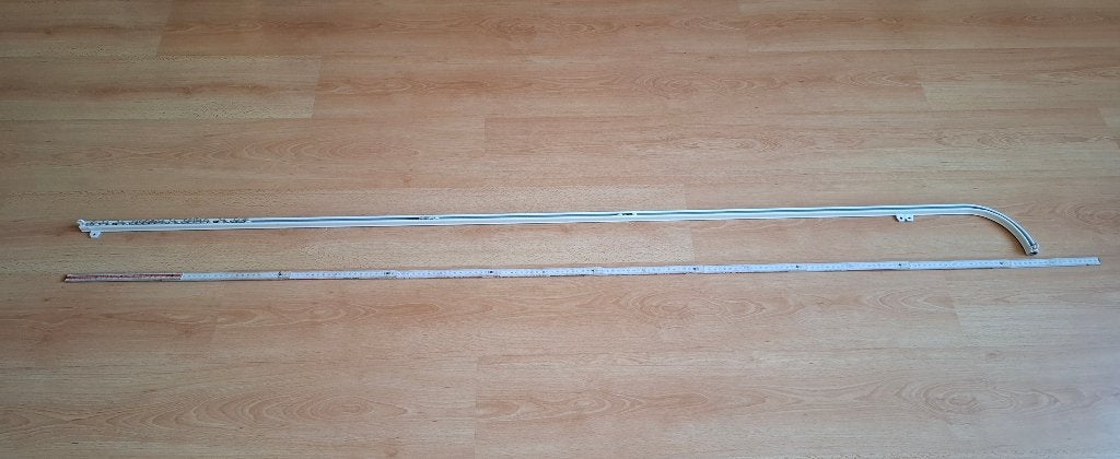 Witte gordijnrail incl. toebehoren, Ophalen, Gebruikt, 188 cm, Wit