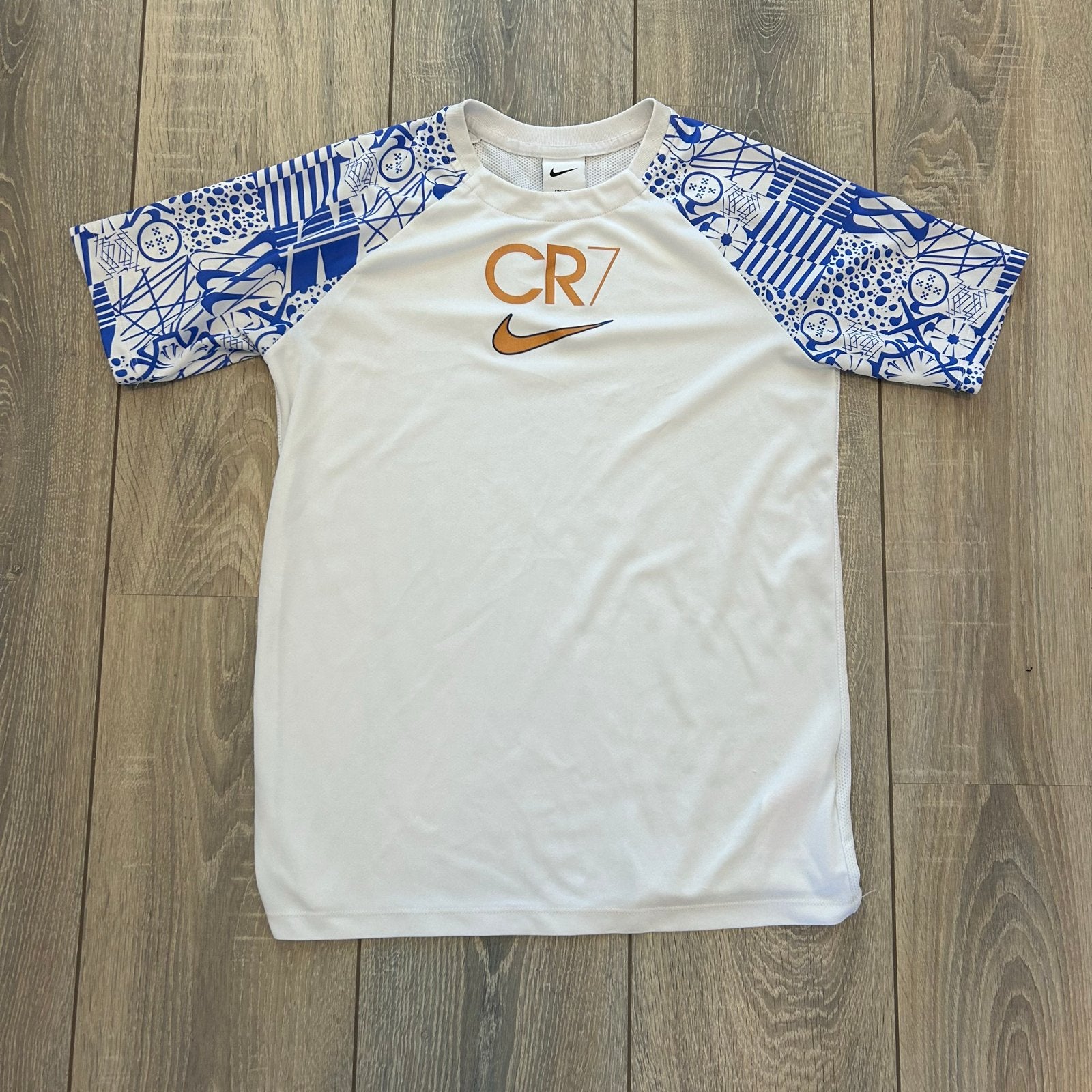 Nike CR7 voetbalshirt - Wit/Blauw - Maat XL (158-170 cm), Kinderen en Baby's, Ophalen of Verzenden, Zo goed als nieuw, Jongen of Meisje