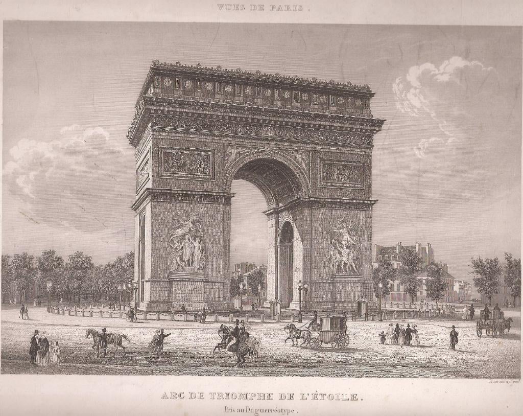 Vues de Paris Arc de Triomphe de L'Etoile Prise au Daguerreo, 18 cm, 1800 - 1899, Stadsgezicht, 23 cm
