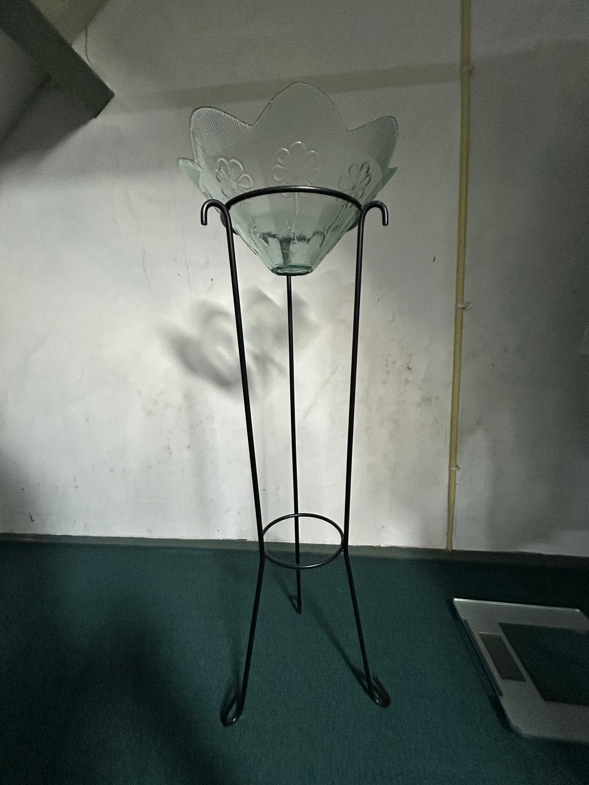 Glazen schaal op metalen standaard - Vintage decoratie, Ophalen