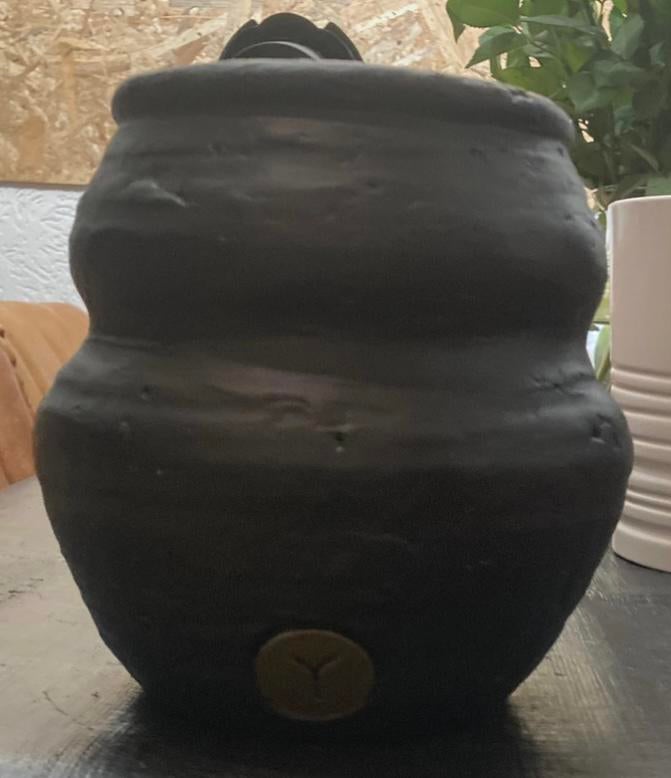 Zwarte Brynxz plantenpot, Rond, Ophalen of Verzenden, Zo goed als nieuw, Aardewerk