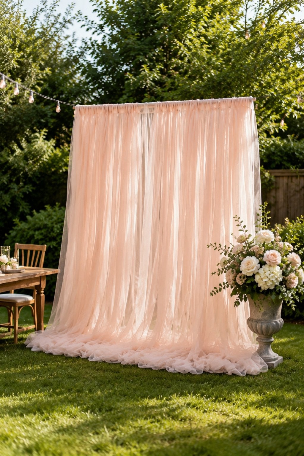 Tulle Backdrop Te Huur | Bruiloft, Verloving & Babyshower, Hobby en Vrije tijd, Feestartikelen | Verhuur, Ophalen, Nieuw, Geboorte of Huwelijk