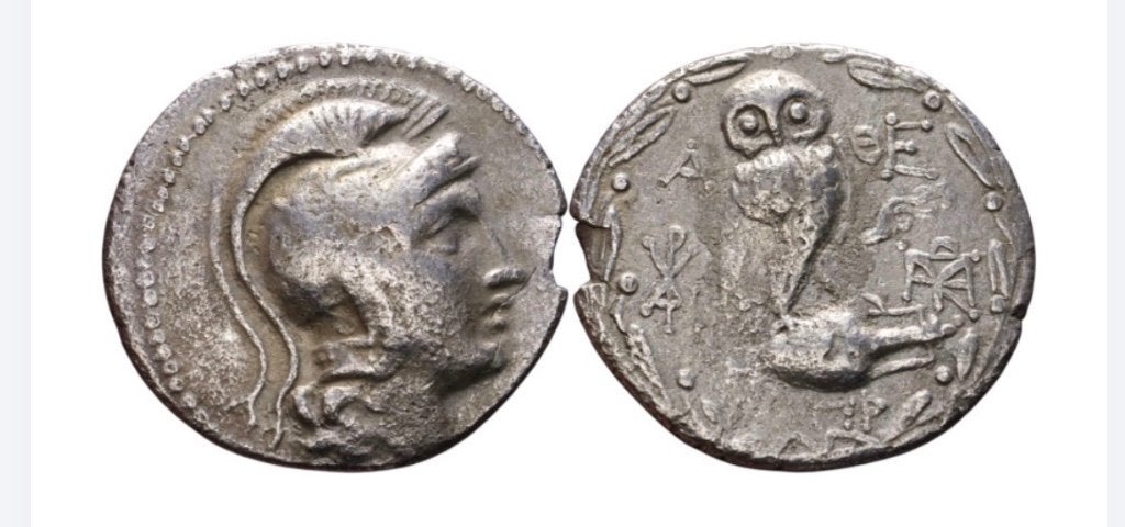Griekse munt - Athene Tetradrachme, Ophalen of Verzenden, Overige landen, Losse munt, Zilver