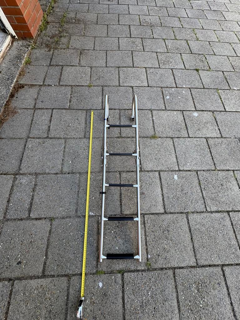 RVS zwemtrapje 5 treden,  115x26 cm opklapbaar, Ophalen of Verzenden, Gebruikt
