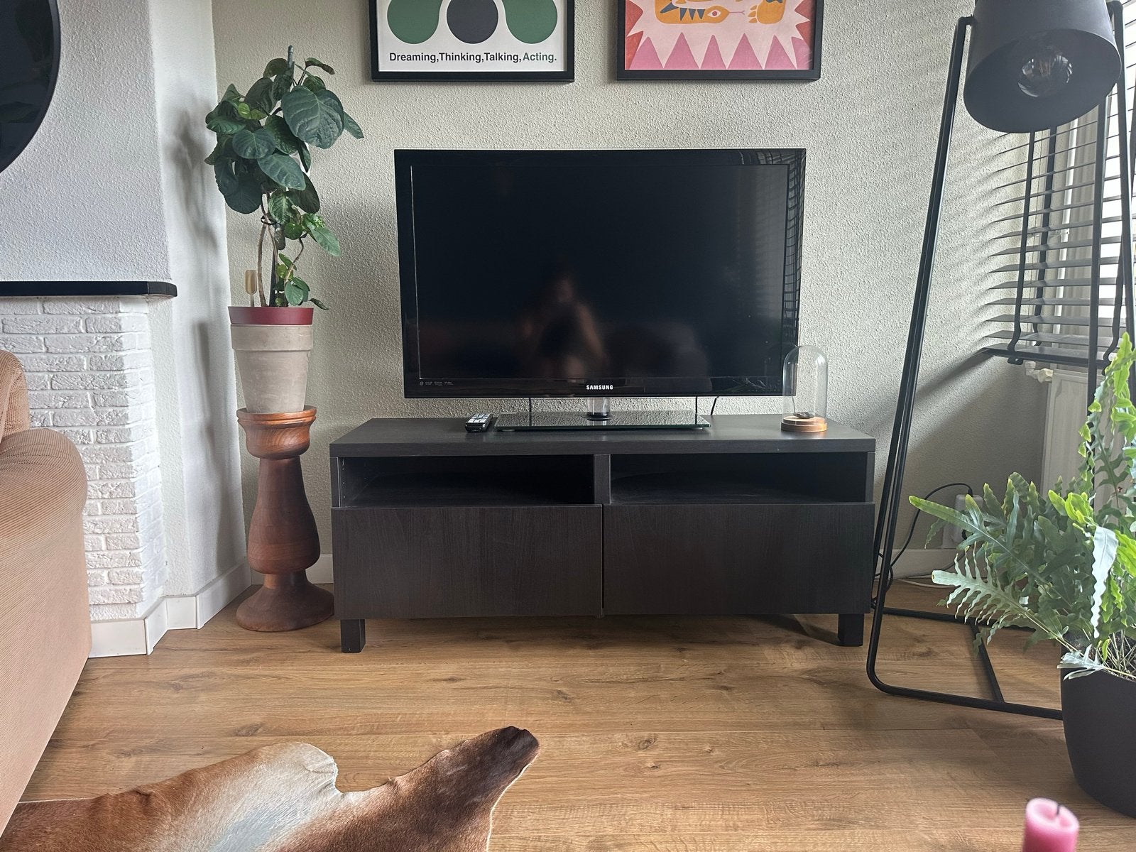 IKEA Besta tv-meubel zwart bruin met lades, Ophalen, 100 tot 150 cm, Zo goed als nieuw, Minder dan 100 cm