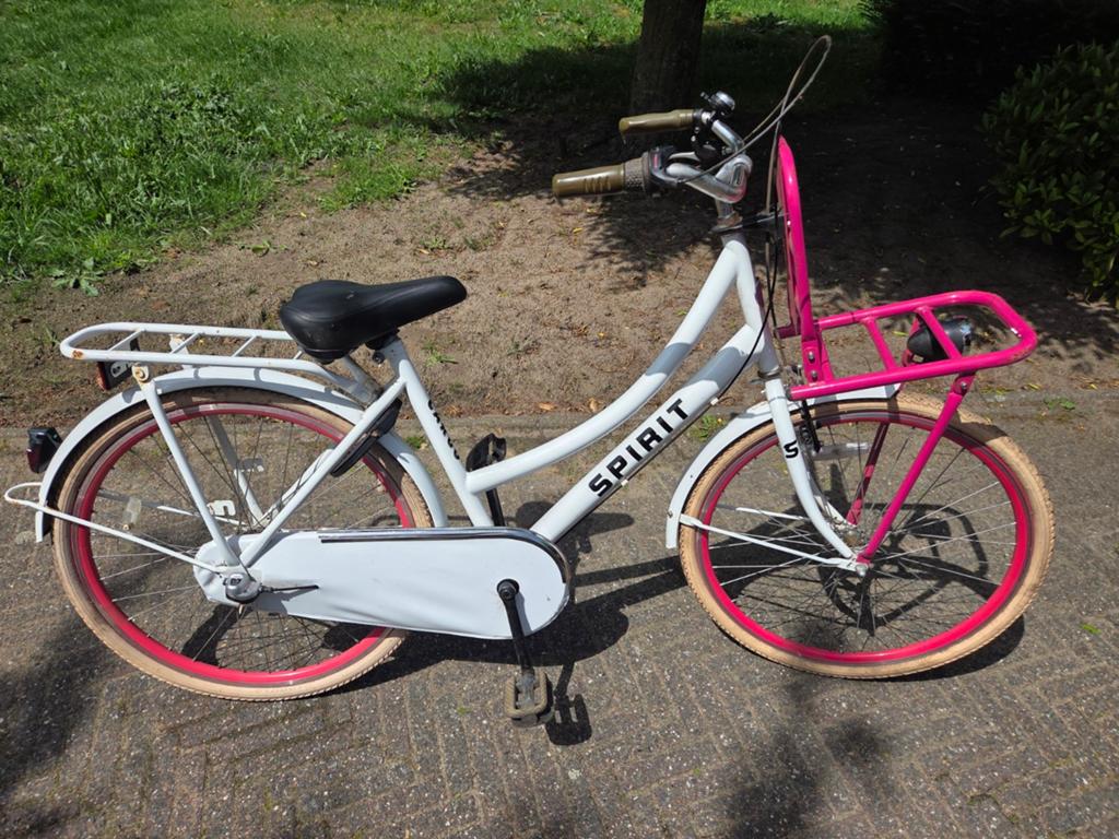 Spirit Cargo Meidenfiets 26 inch - Wit/Roze, Terugtraprem, Gebruikt, Handrem, Spirit