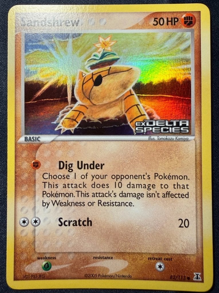 pokemon delta species reverse holo sandshrew, Ophalen of Verzenden, Zo goed als nieuw, Losse kaart, Foil