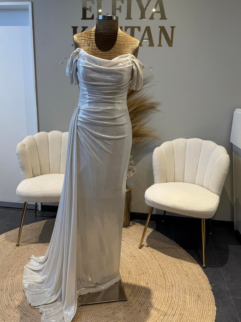 Elegante Avondjurk / Galajurk, Kleding | Dames, Gelegenheidskleding, Ophalen of Verzenden, Nieuw, Maat 36 (S), Wit