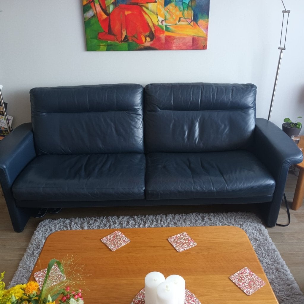 Aangeboden: Montel leren bank 2,5-zits, Huis en Inrichting, Ophalen, Gebruikt, 150 tot 200 cm, Modern klassiek