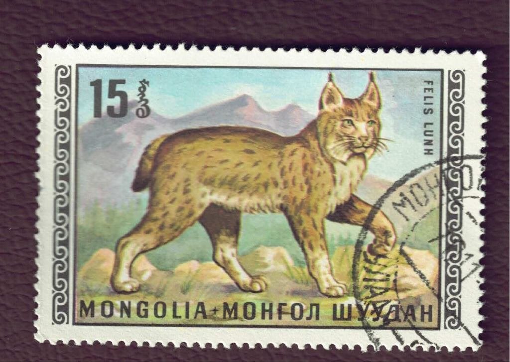 Fauna - Katachtigen - Mongolia- 15 - Lynx (Felis Lunn) - geb, Ophalen of Verzenden, Gestempeld, Dier of Natuur