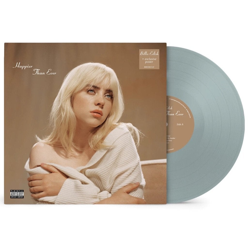 SEALED Billie Eilish Happier Than Ever Light Blue Vinyl 2LP, Inclusief poster, 12 inch, Nieuw in verpakking, Dubbel-LP