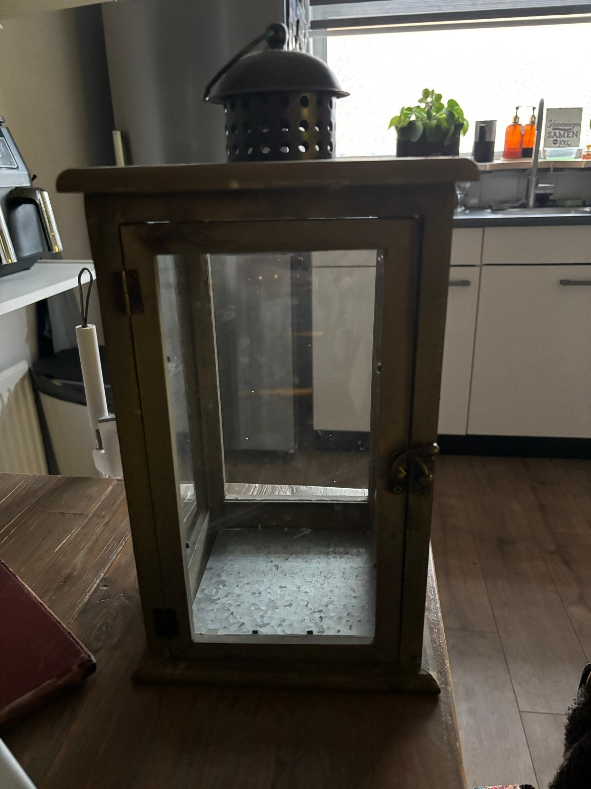 Decoratieve Lantaarn Hout en Metaal, Ophalen, Gebruikt, Kandelaar, Hout