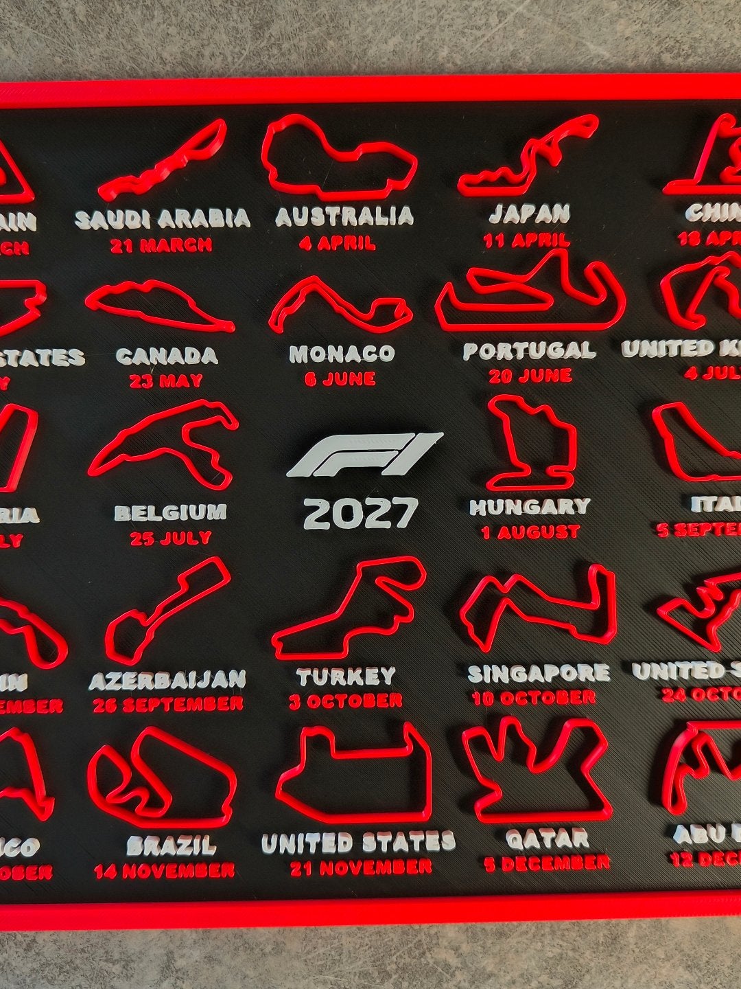 Formule 1 Kalender 2027 Circuit Muurdecoratie, Verzenden, Nieuw, Formule 1