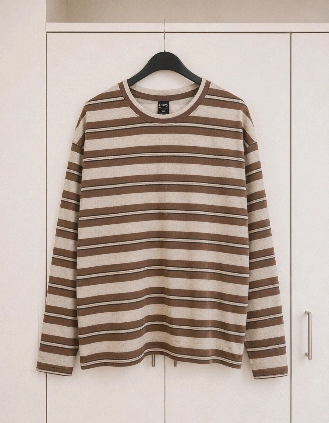 Streepjes longsleeve, Kleding | Dames, T-shirts, Maat 38/40 (M), Bruin, Verzenden, Zo goed als nieuw