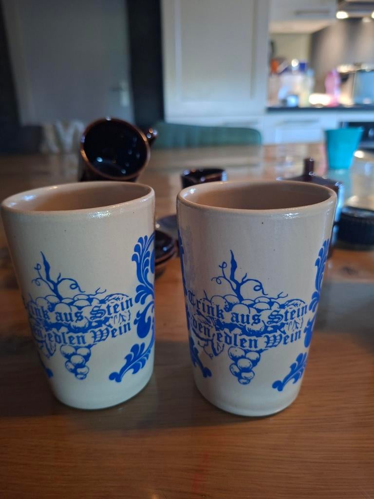 Vintage zoutglazuur keramisch wijn- bierglas Heimbach Duits, Antiek en Kunst, Ophalen of Verzenden