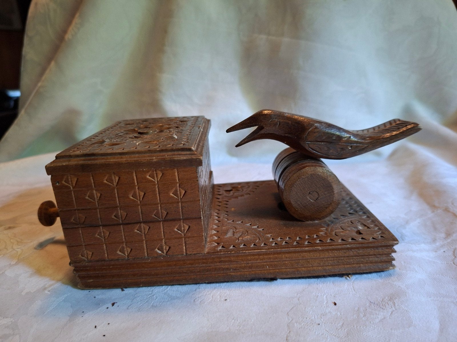 antieke houten sigaretten dispender 23 x 9 cm, Verzenden, Gebruikt
