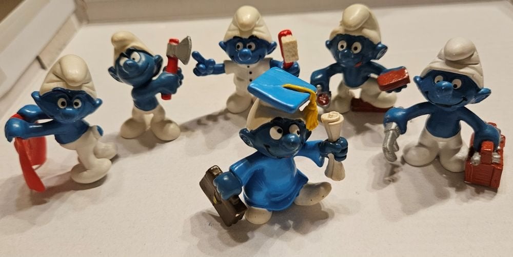 Schleich/Peyo 6 smurfem 5 beroepen en 1 afstudeer smurf, Ophalen of Verzenden, Nieuw, Verschillende Smurfen, Poppetje, Figuurtje of Knuffel