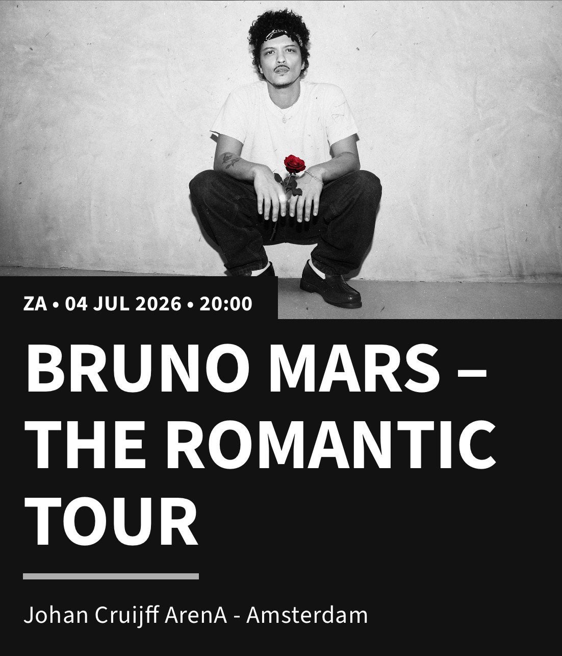 BRUNO MARS TICKET - za 4 juli 2026, Eén persoon, Juli